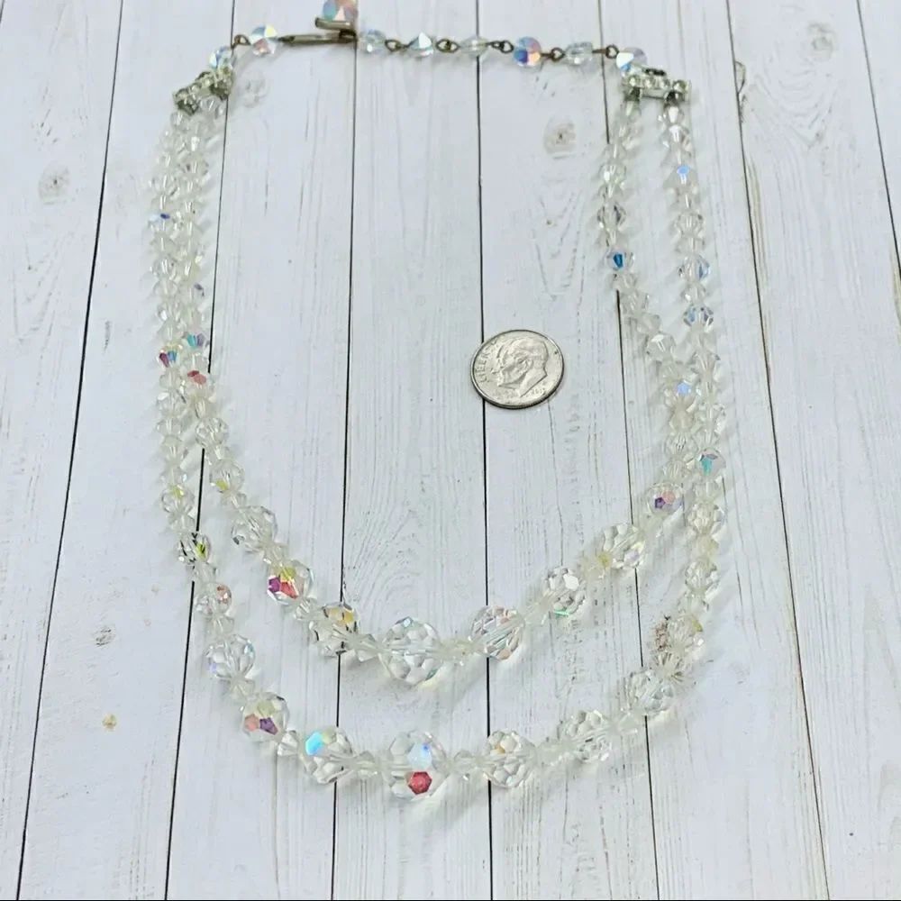 VTG AB Double Strand Glass Bead Necklace